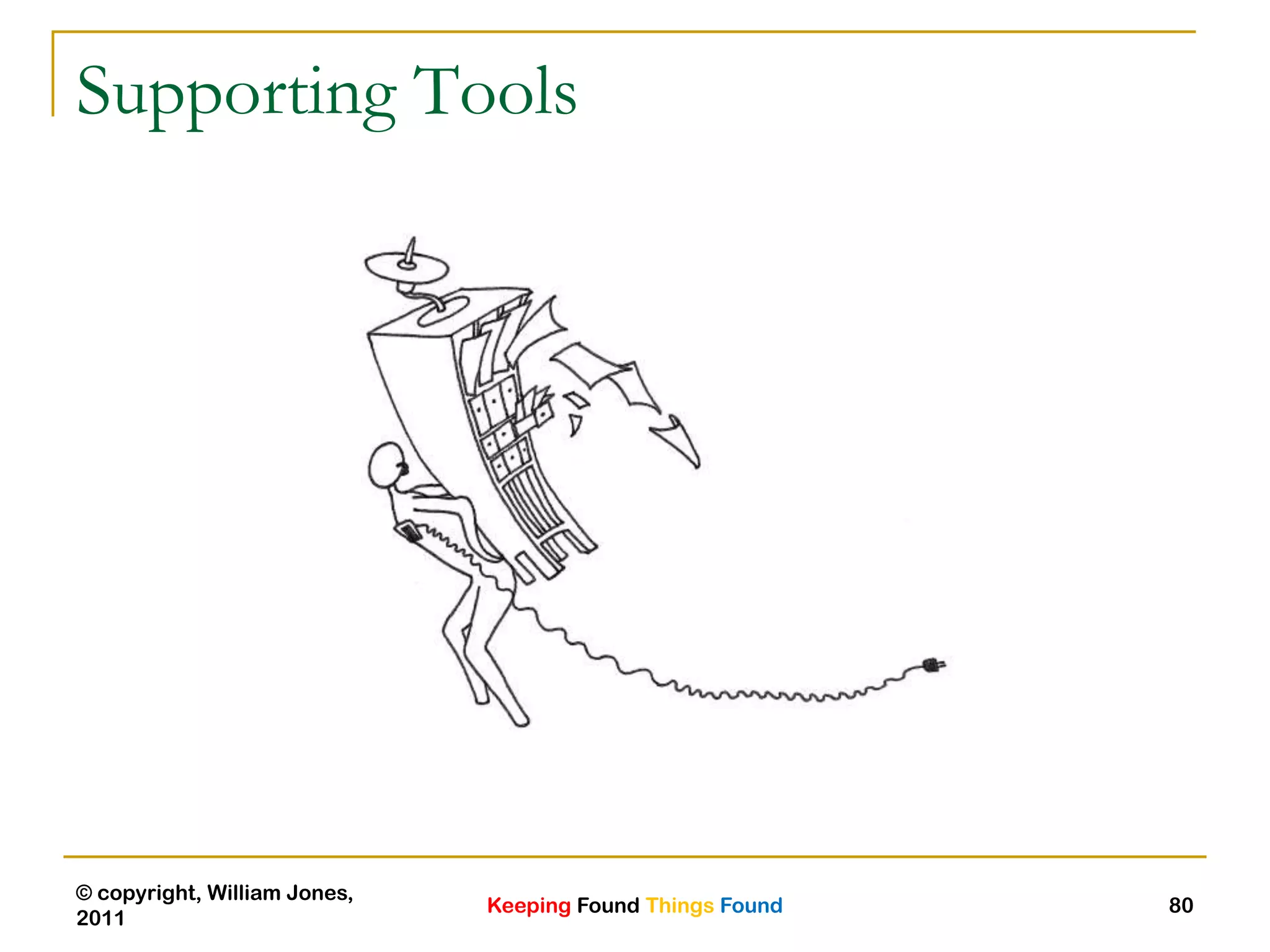 Keeping Found Things Found
© copyright, William Jones,
2011
80
Supporting Tools
 