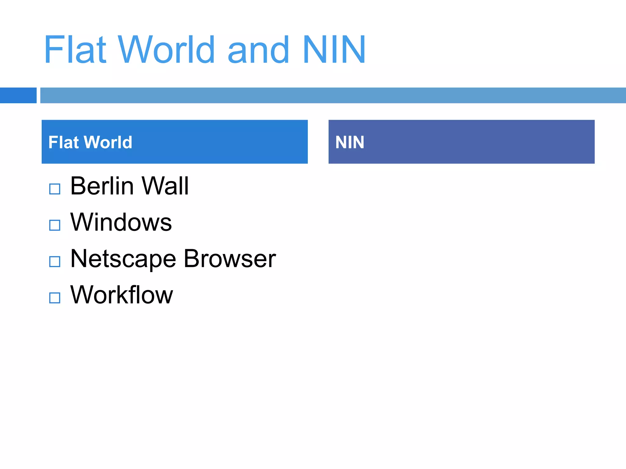 Flat World and NINBerlin WallWindowsNetscape BrowserWorkflowFlat WorldNIN