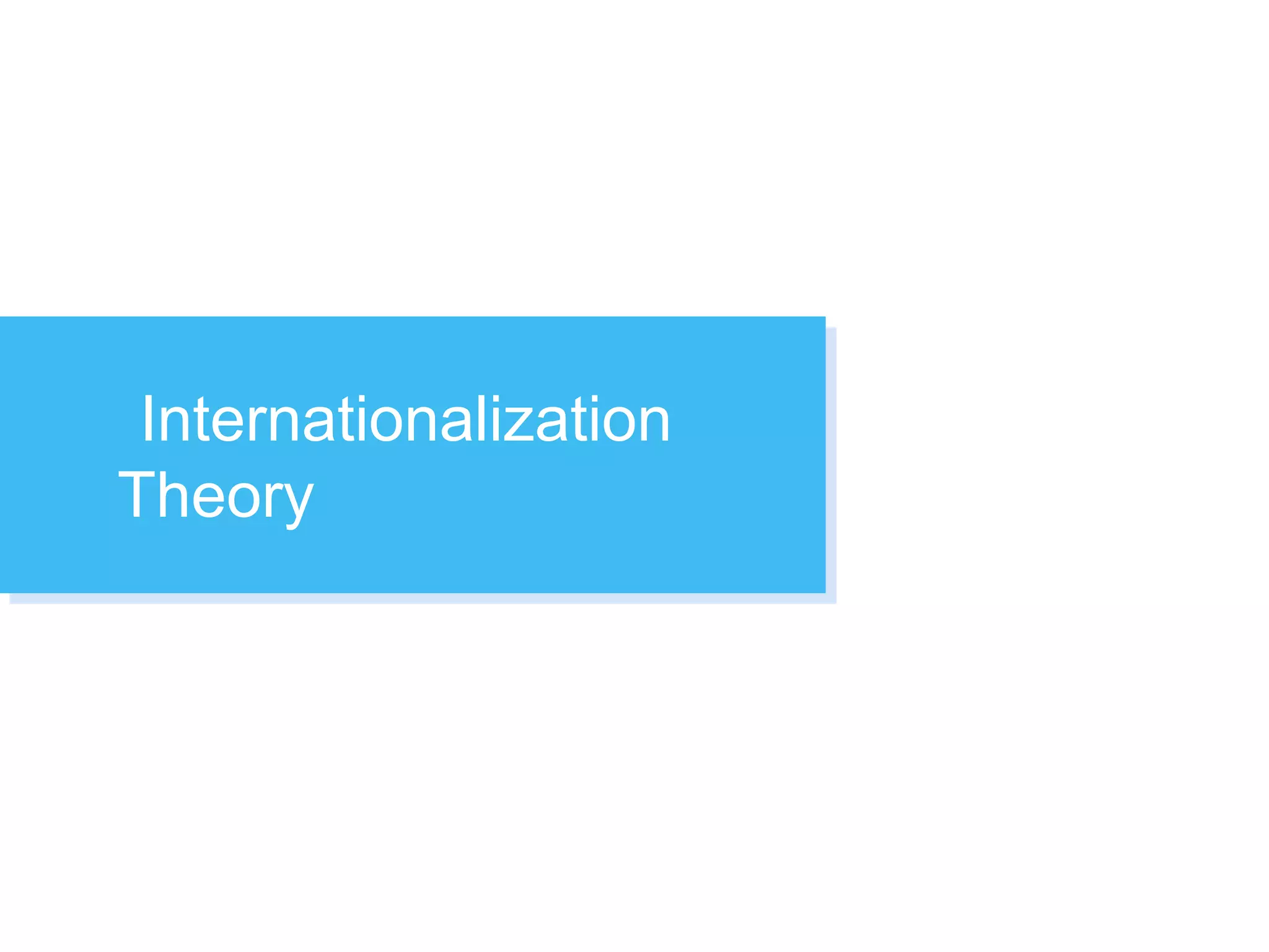 Why do Firms Internationalize?Gain access to lower-cost or better-value 	factors of production Develop economies of scale in sourcing, 	production, marketing, and R&D Confront international competitors more 	effectively or thwart the growth of 	competition in the home market Invest in a potentially rewarding 	relationship with a foreign partner
