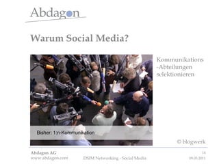 Warum Social Media? Kommunikations-Abteilungen selektionieren © blogwerk 