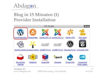 Blog in 15 Minuten (1) Provider Installation 