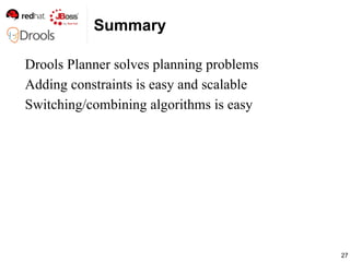 Summary <ul><li>Drools Planner solves planning problems 