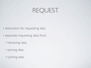 REQUEST

• abstraction    for requesting data

• separates   requesting data from:

  • retrieving   data

  • parsing   d...