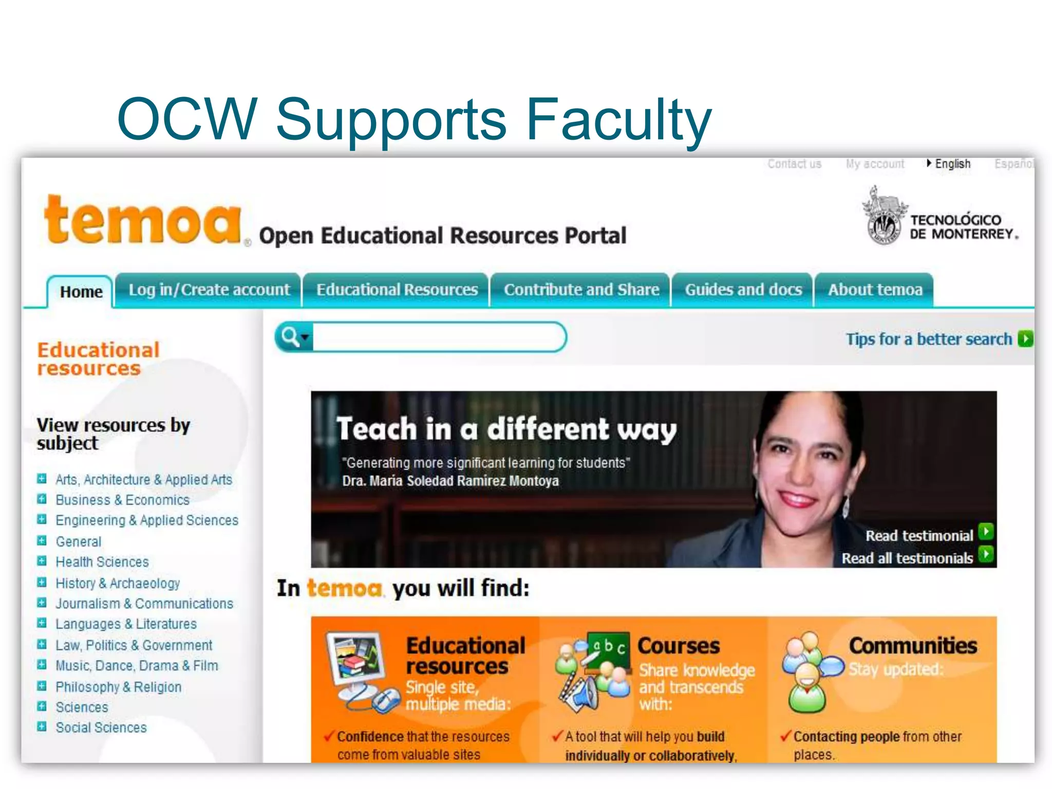 OCW Supports Faculty
 