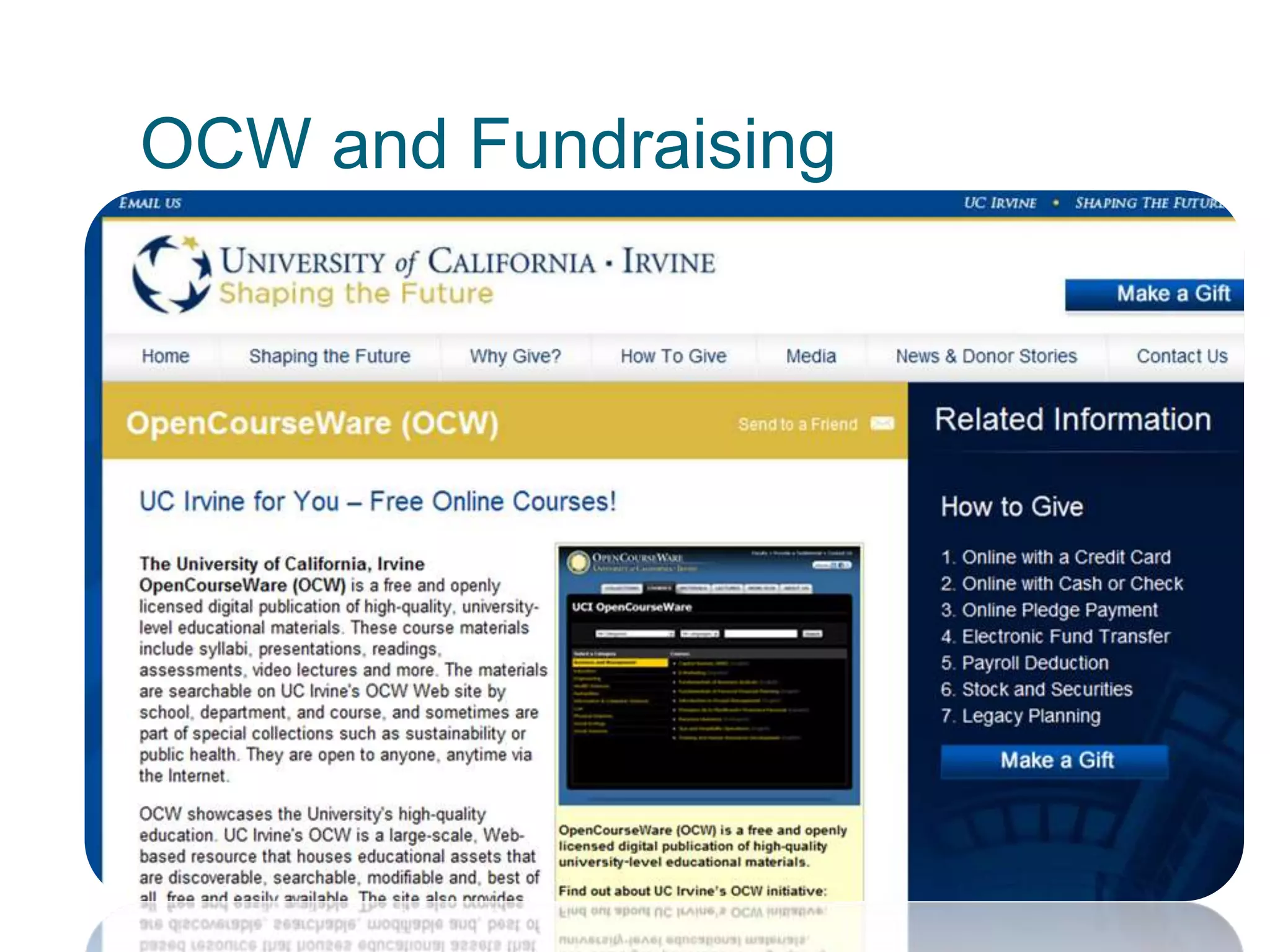 OCW and Fundraising
 