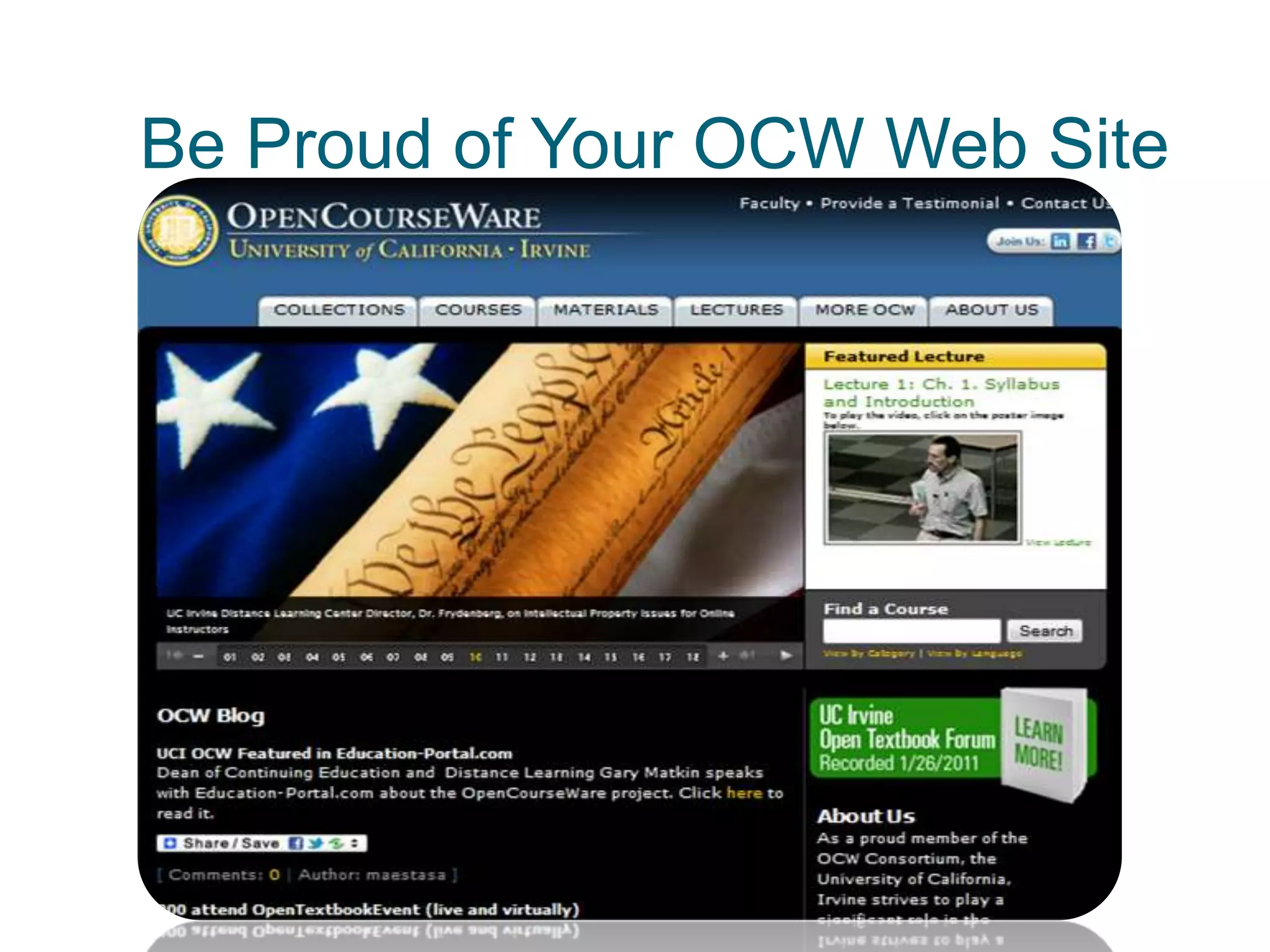 Be Proud of Your OCW Web Site
 