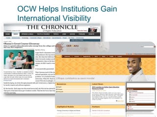 OCW Helps Institutions Gain
International Visibility
 