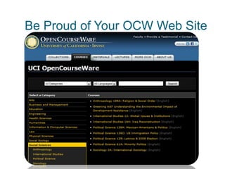 Be Proud of Your OCW Web Site
 