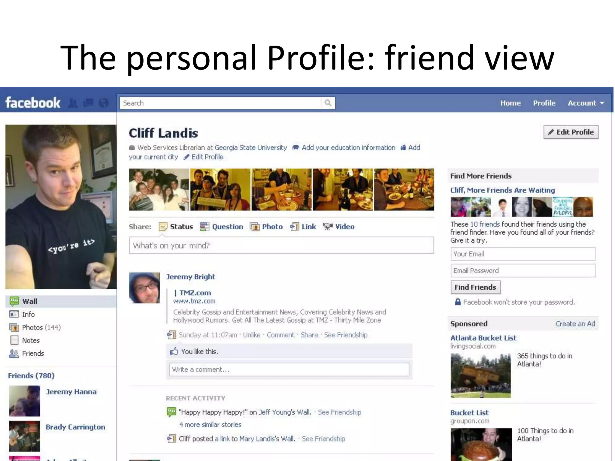 The personal Profile: friend view