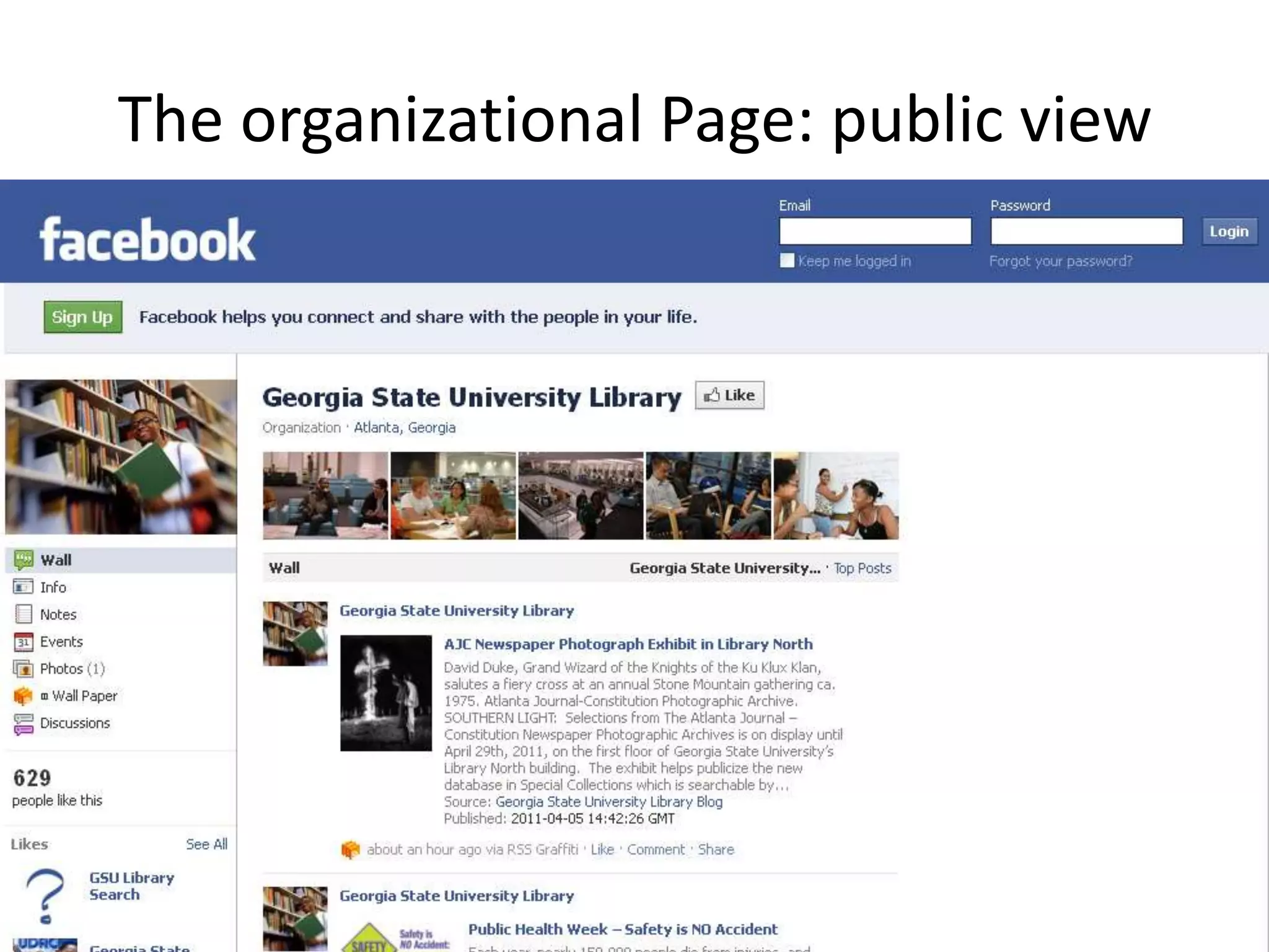 The organizational Page: public view