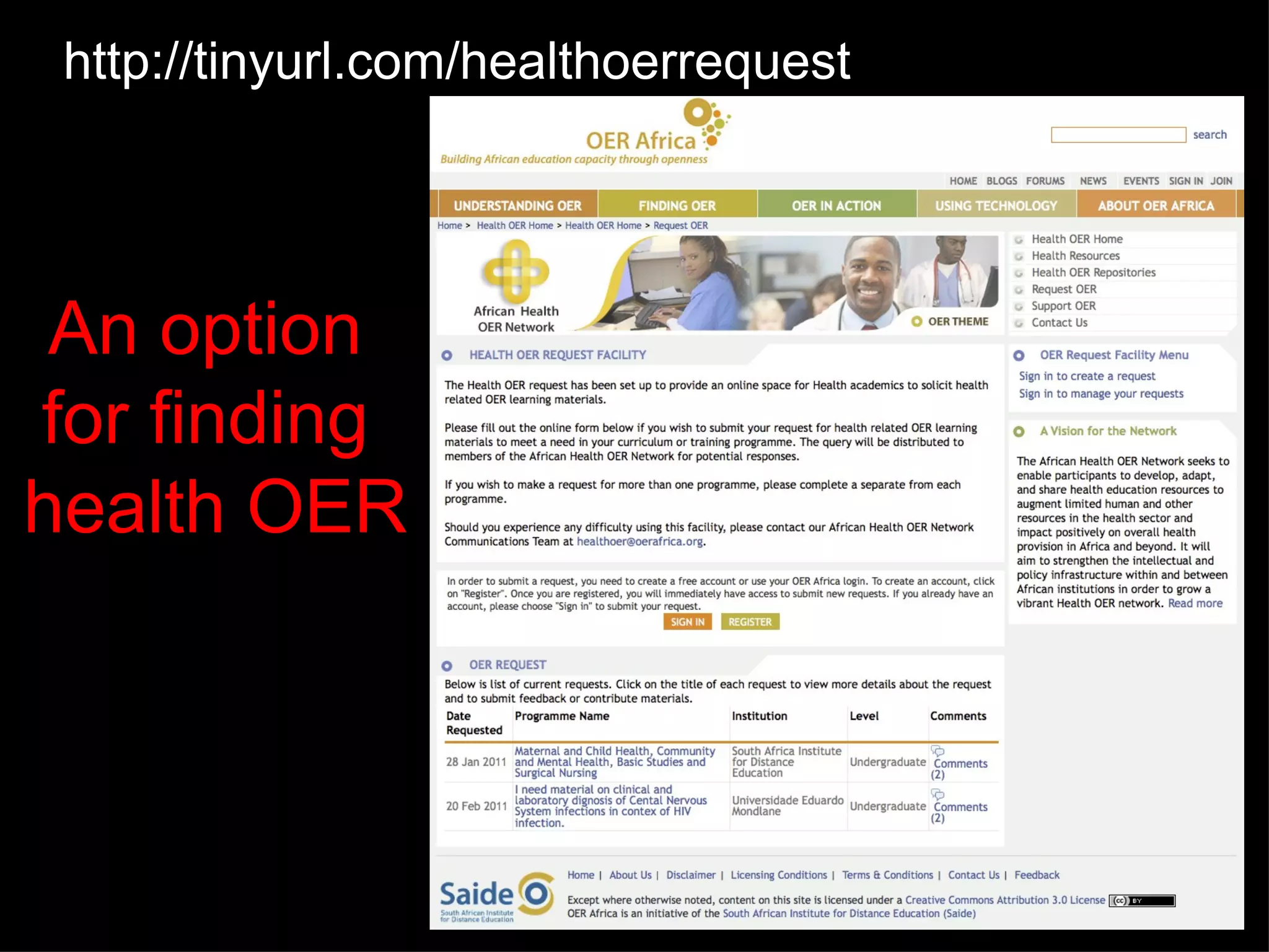 http://tinyurl.com/healthoerrequest An option  for finding  health OER 