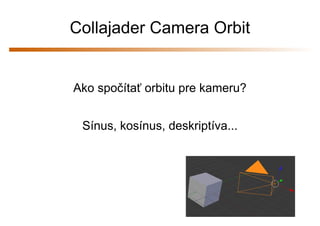 Collajader Camera Orbit


Ako spočítať orbitu pre kameru?


 Sínus, kosínus, deskriptíva...
 