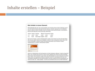 Inhalte erstellen – Beispiel 