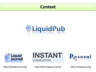 Contexthttp://beta.kspaces.net/ic/http://reseseval.org/http://liquidjournal.org/