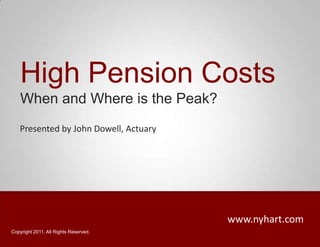 High Pension Costs When and Where is the Peak? Presented by John Dowell, Actuary www.nyhart.com Copyright 2011. All Rights Reserved. 