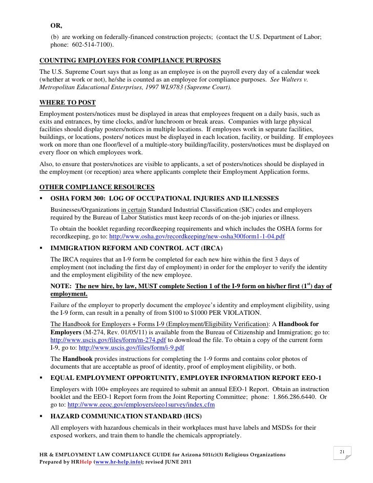 hr employment law compliance guide for az 501 c 3 organizations 501c3 application form