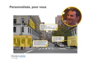 Personnalisée, pour vous




                            ESTELLA
                            Vêtements de sports
                            Cliquez ici pour une réduction
                            de 20%




                                                      SPORTS BAR
                                                      Une Offre Happy
                                                      Hour ici.
               RECOMMENDATION
               Vous avez aimé Farina,
               vous aimerez cet endroit
 