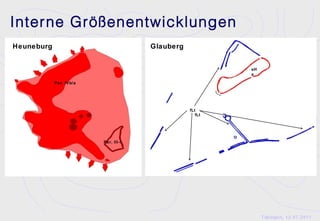 Interne Größenentwicklungen
Heuneburg                             Glauberg


                                                          sH
                                                          a

            Per. IVb/a




                                                 fLt
                                                    fLt




                         Per. III-I




                                                               Tübingen, 12.07.2011
 