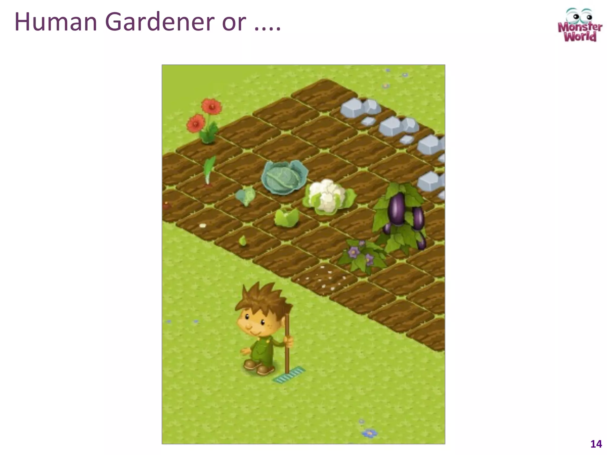Human	
  Gardener	
  or	
  ....	
  




                                      14	
  
 