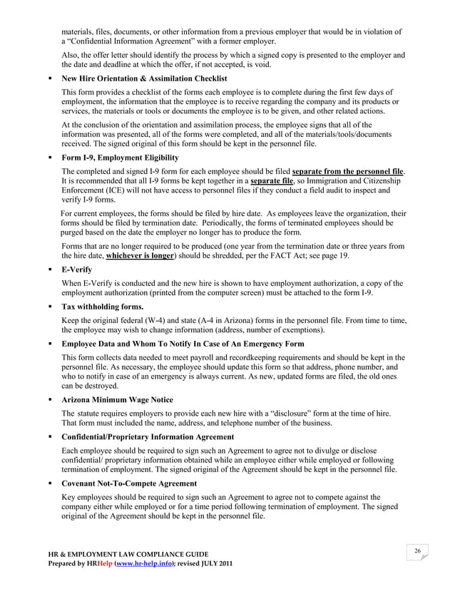 HR & EMPLOYMENT LAW COMPLIANCE GUIDE for Arizona Employers