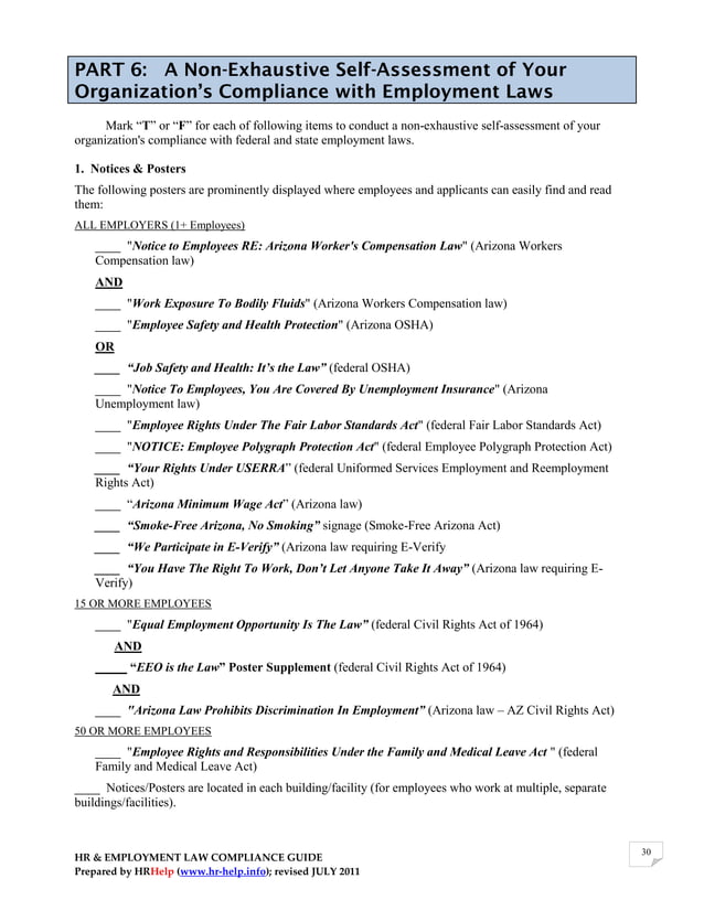 HR & EMPLOYMENT LAW COMPLIANCE GUIDE for Arizona Employers