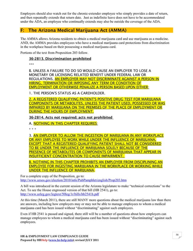 HR & EMPLOYMENT LAW COMPLIANCE GUIDE for Arizona Employers