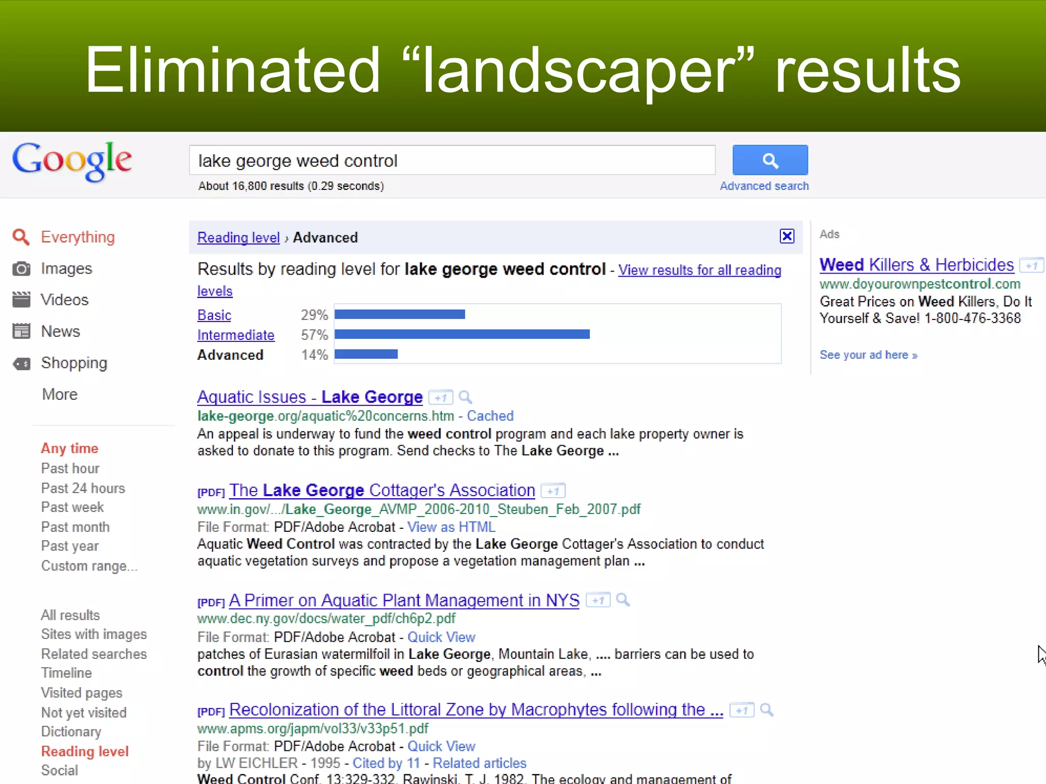 Eliminated “landscaper” results 