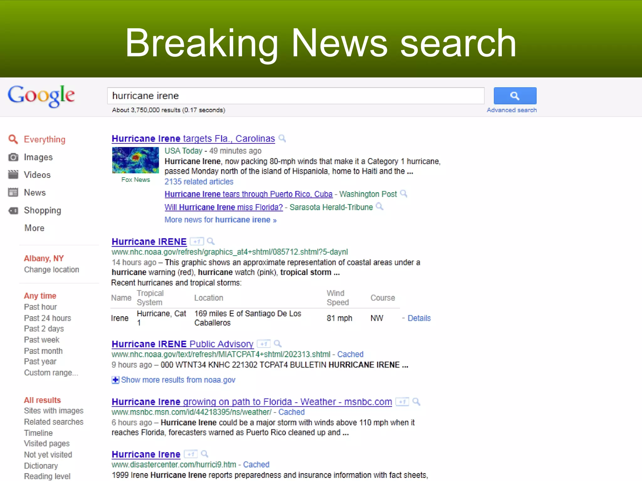 Breaking News search 