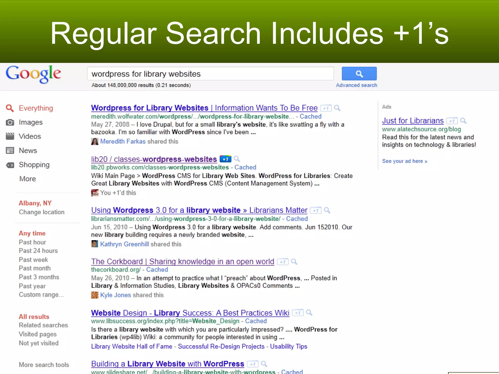 Regular Search Includes +1’s 
