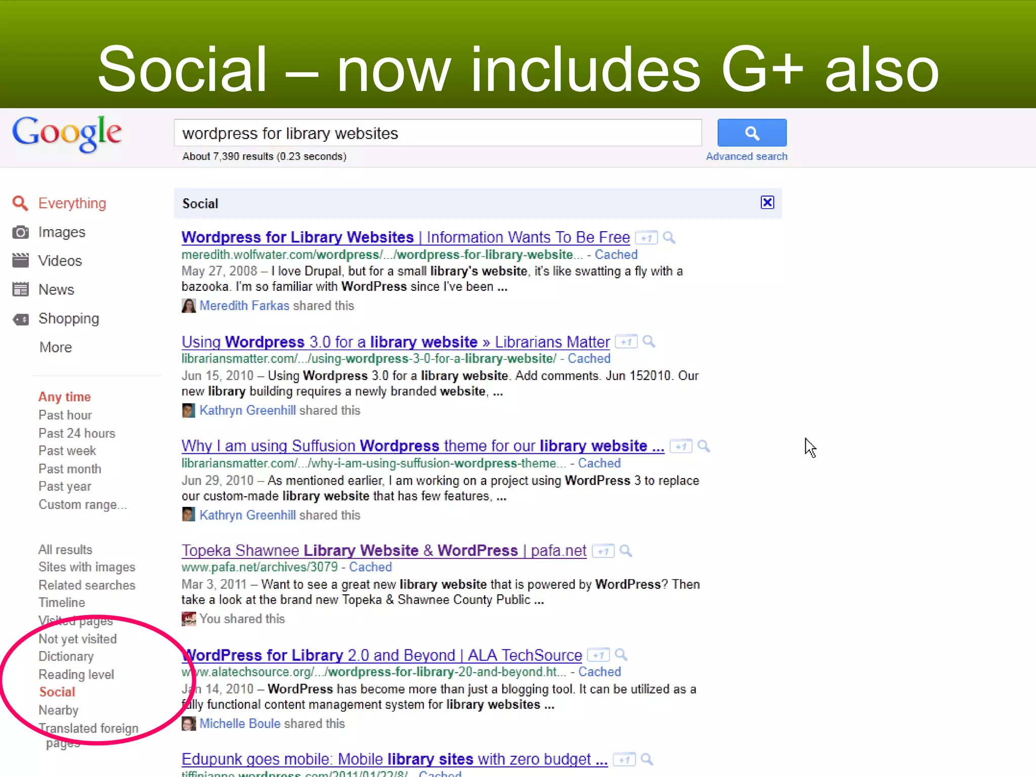Social – now includes G+ also 