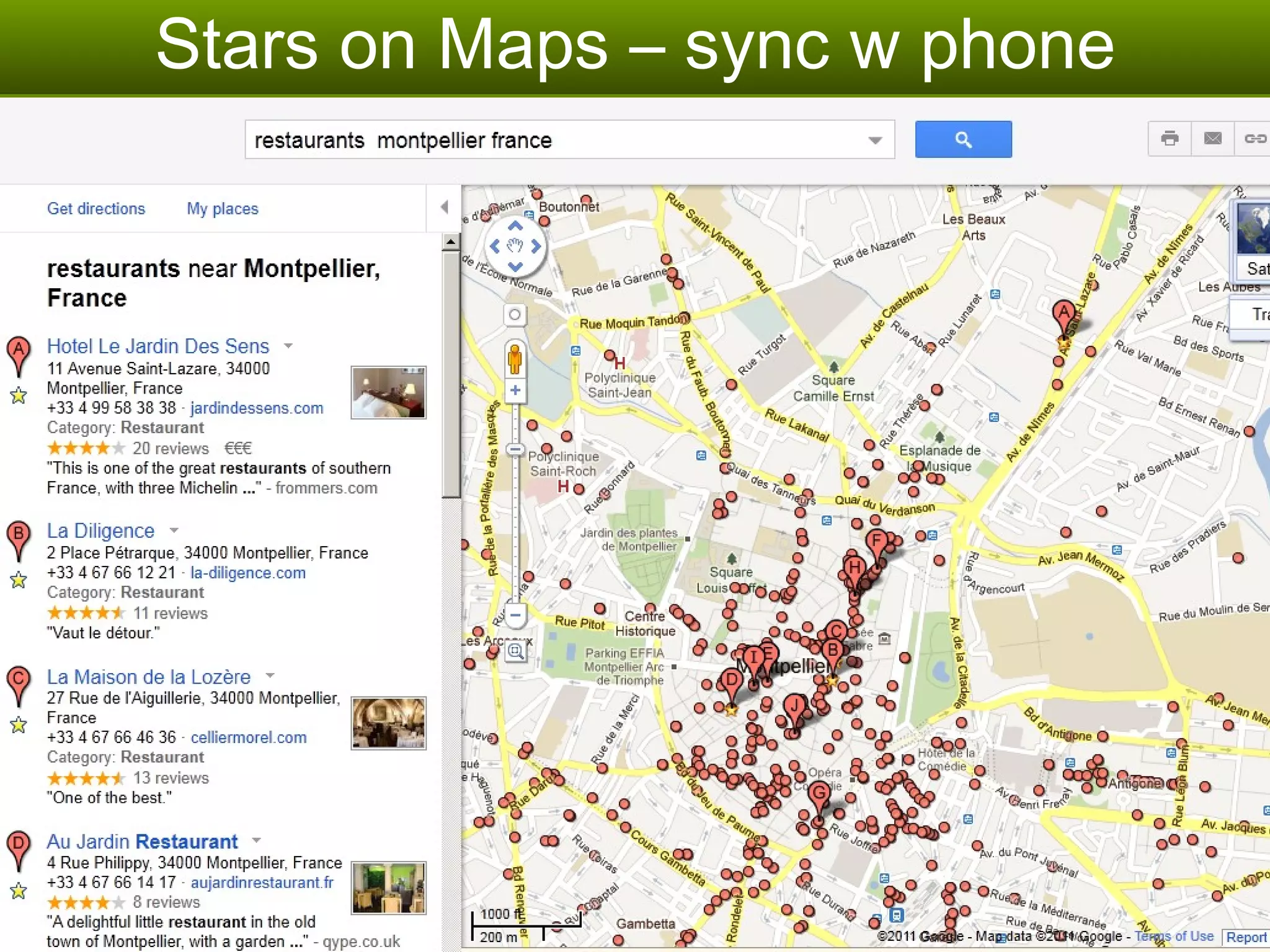 Stars on Maps – sync w phone 