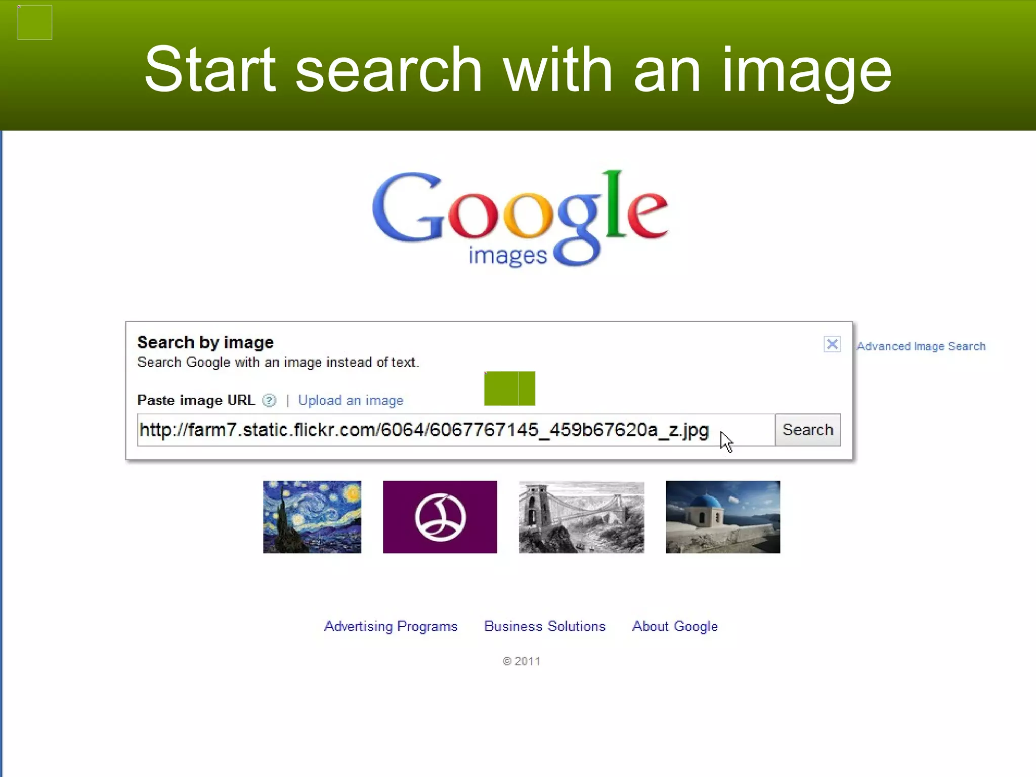Start search with an image 