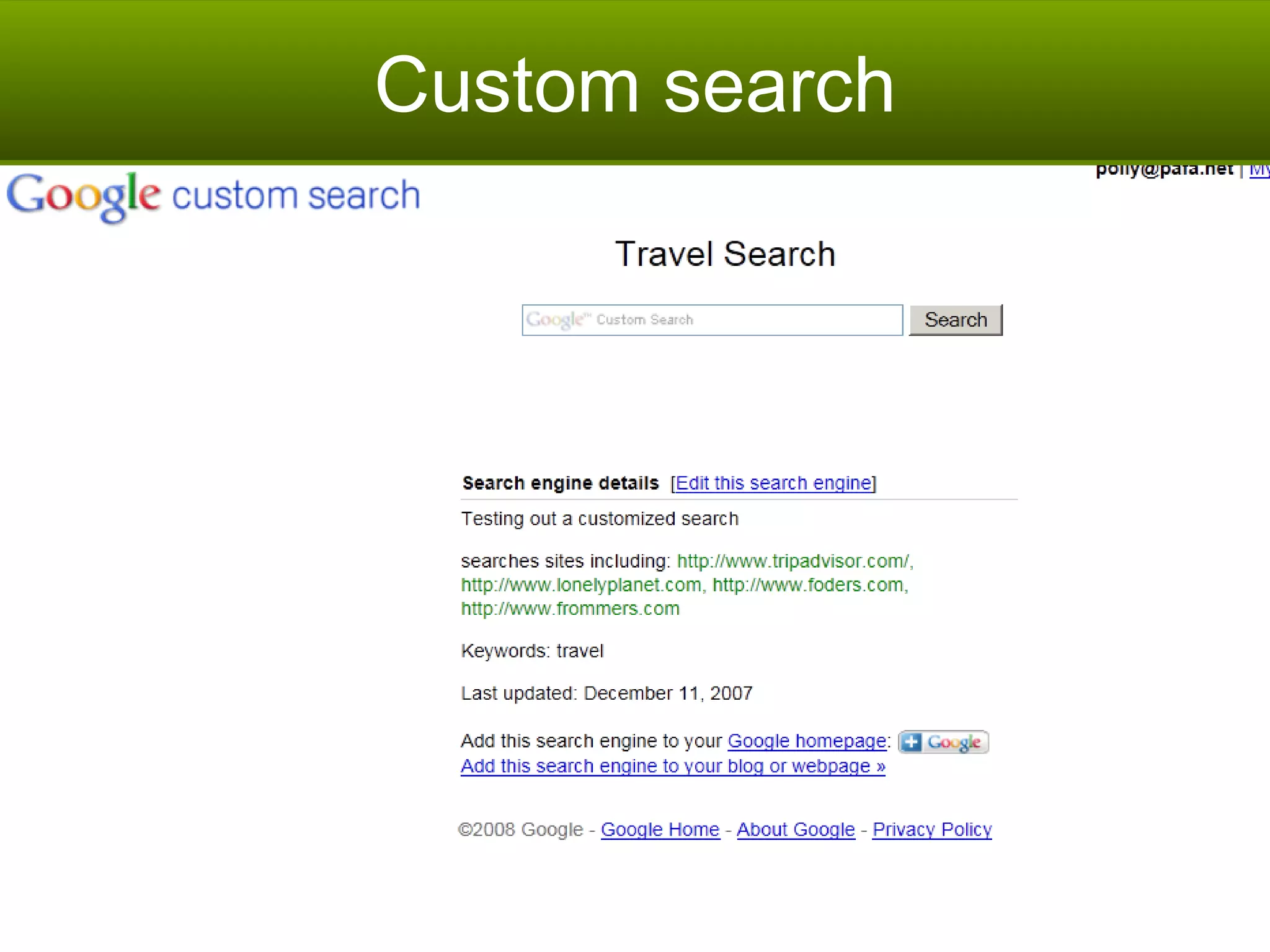 Custom search 
