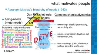 what motivates people
  ▪ Ab h M l ’ hi
    Abraham Maslow’s hierarchy of needs (1943)
                            h f    ...