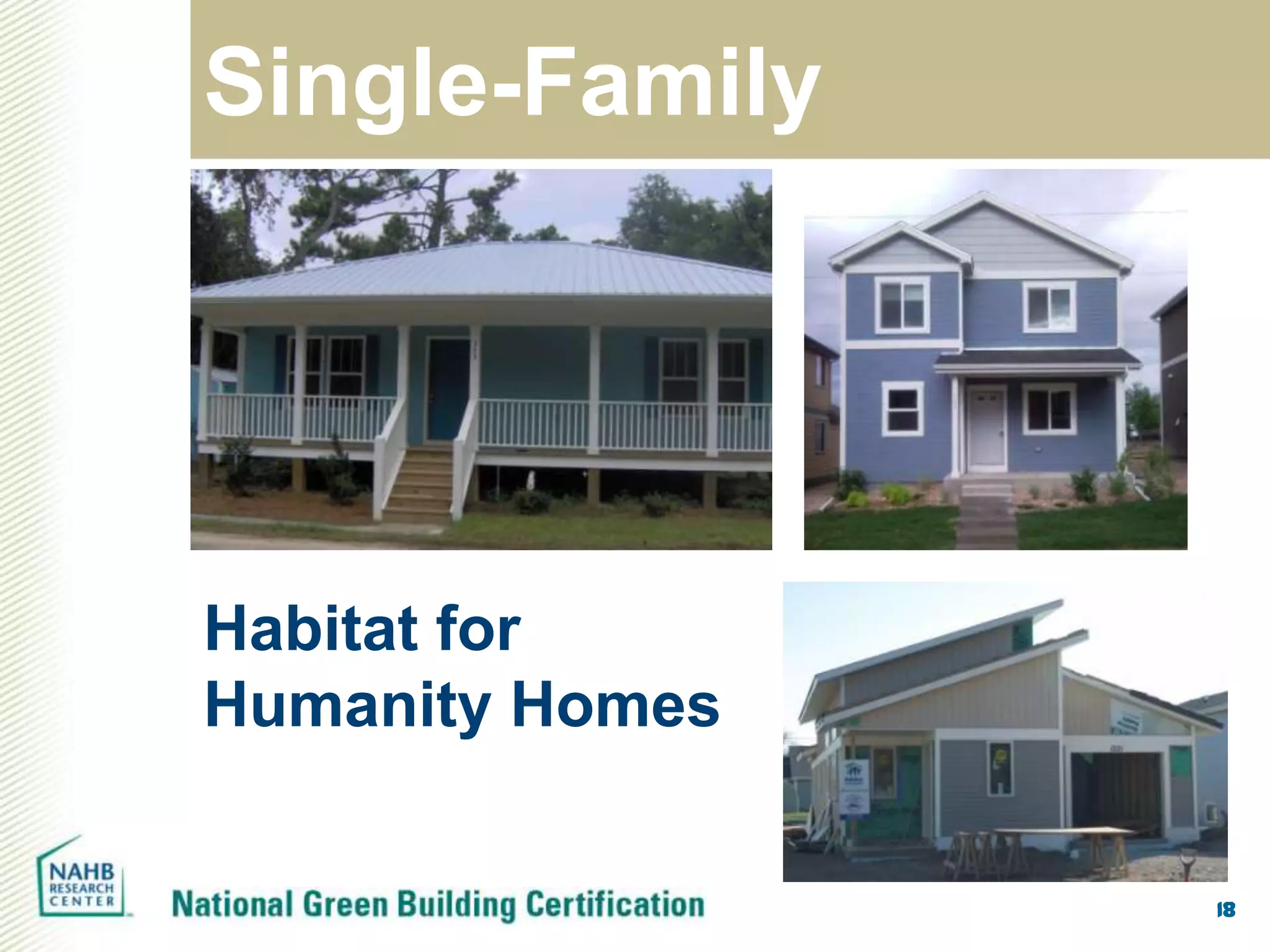 Single-Family




Habitat for
Humanity Homes


                 18
 