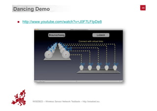 WISEBED – Wireless Sensor Network Testbeds – http://wisebed.eu
Dancing Demo
n  http://www.youtube.com/watch?v=J0F7LFIpDe8
49
 