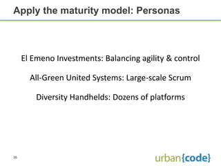 Apply the maturity model: Personas



     El Emeno Investments: Balancing agility & control

       All-Green United Syst...