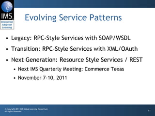 Evolving Service Patterns <ul><li>Legacy: RPC-Style Services with SOAP/WSDL </li></ul><ul><li>Transition: RPC-Style Servic...