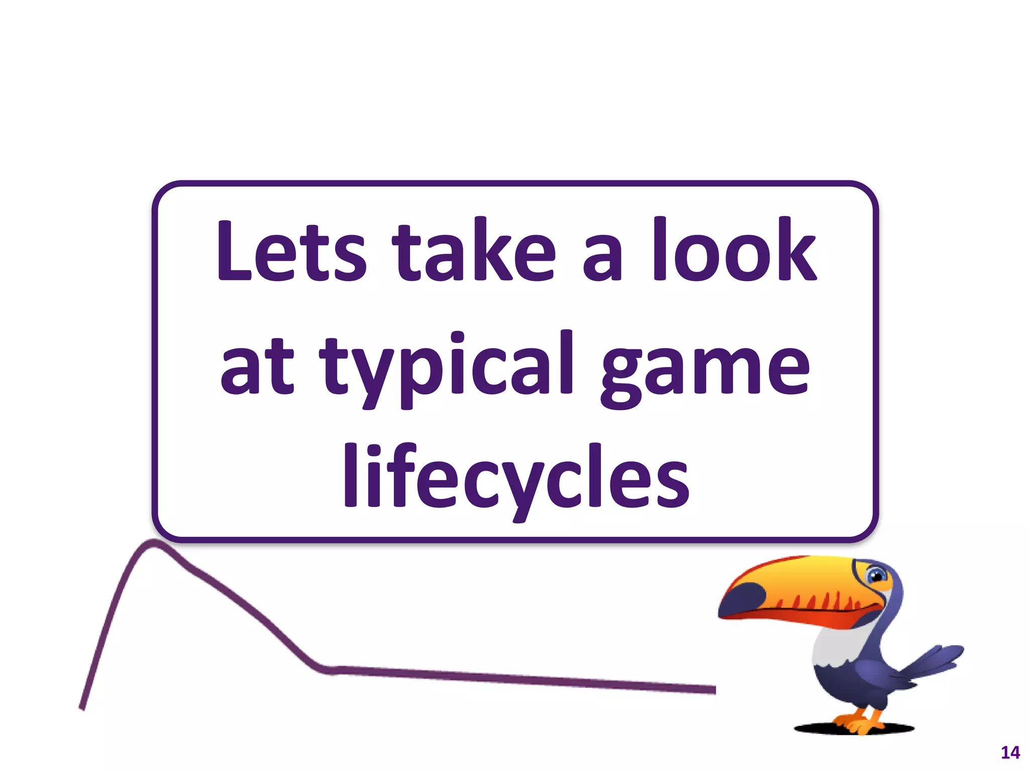 Lets take a look
at typical game
    lifecycles

                   14
 