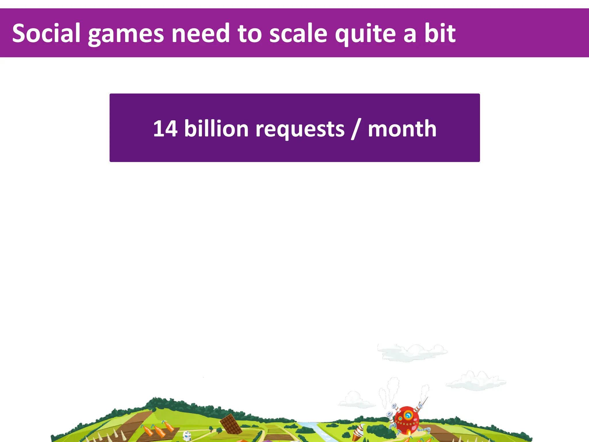 Social  games  need  to  scale  quite  a  bit


              14  billion  requests  /  month
 