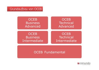 Grundaufbau von OCEB


           OCEB              OCEB
         Business          Technical
         Advanced          Advanced

           OCEB               OCEB
         Business           Technical
       Intermediate       Intermediate


               OCEB Fundamental
 