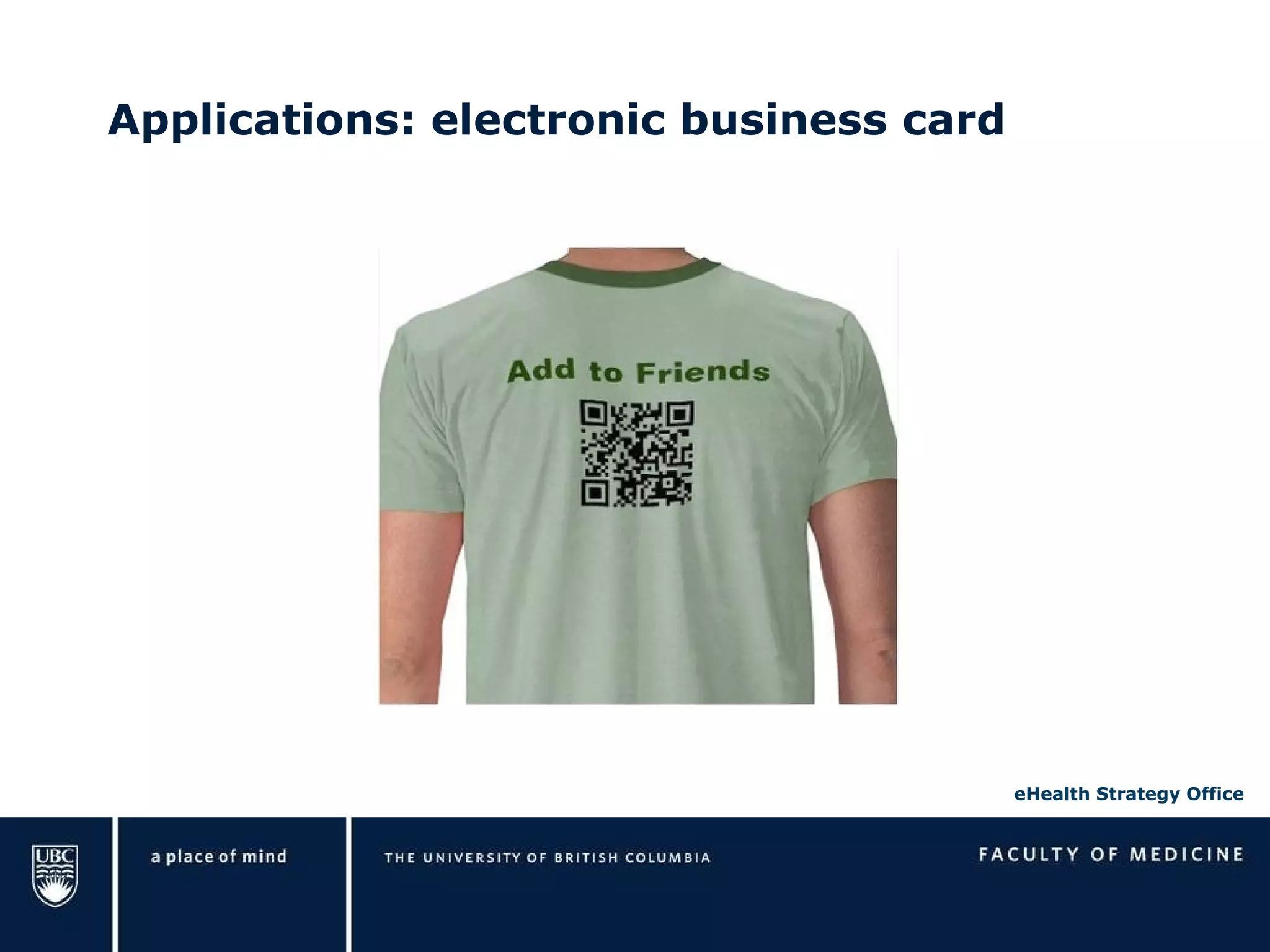 Applications: electronic business card 