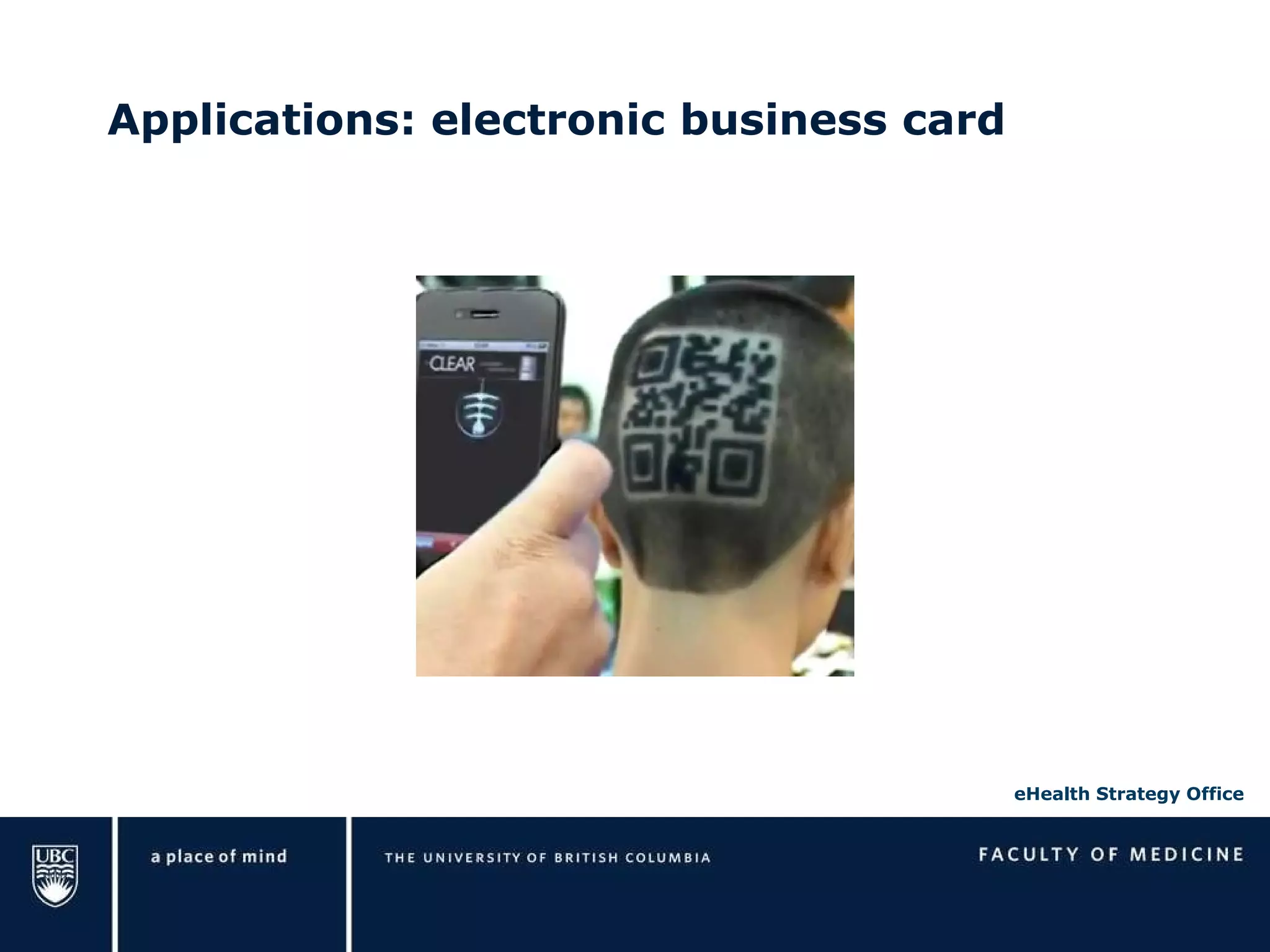 Applications: electronic business card 