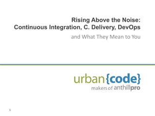 Rising Above the Noise:
    Continuous Integration, C. Delivery, DevOps
                       and What They Mean to You




1
 