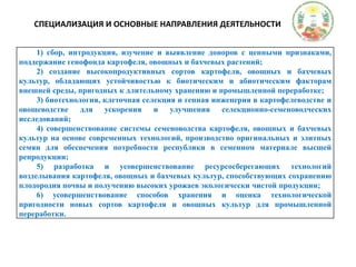 СПЕЦИАЛИЗАЦИЯ И ОСНОВНЫЕ НАПРАВЛЕНИЯ ДЕЯТЕЛЬНОСТИ