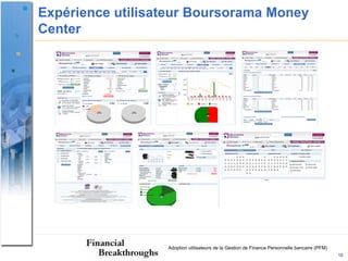 Expérience utilisateur Boursorama Money
Center




                  Adoption utilisateurs de la Gestion de Finance Personnelle bancaire (PFM)
                                                                                              10
 