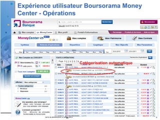 Expérience utilisateur Boursorama Money
Center - Opérations




                    Catégorisation automatique




                  Adoption utilisateurs de la Gestion de Finance Personnelle bancaire (PFM)
                                                                                              8
 