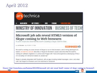 April 2012




<Source: http://arstechnica.com/business/2012/04/microsoft-job-ads-reveal-html5-version-of-skype-coming-to-...