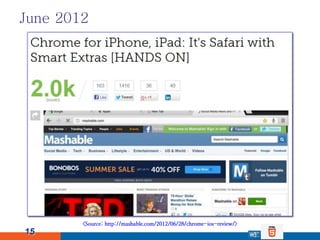 June 2012




        <Source: http://mashable.com/2012/06/28/chrome-ios-review/>
15
 