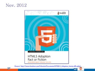 Nov. 2012




     <Source: http://www.kendoui.com/Libraries/Documents/HTML5_Adoption_Survey.sflb.ashx>
27
 